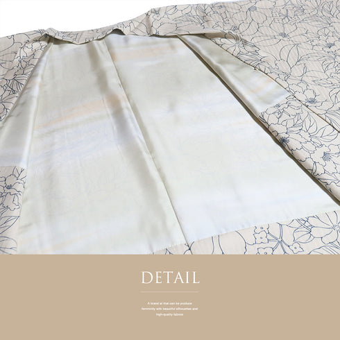 羽織 リサイクル 身丈108cm 裄68cm 袷 ロング丈 花柄 アイボリー Lサイズ お洒落 正絹 Sランク