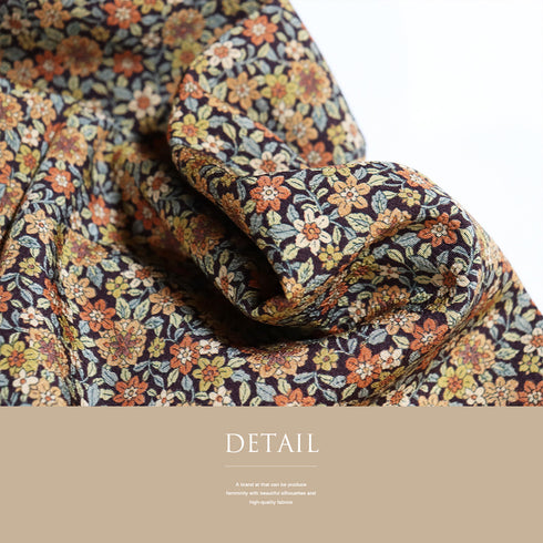 小紋 リサイクル 身丈155cm 裄67cm 袷 小花柄 ブラウン Sサイズ カジュアル 正絹 広衿 Aランク