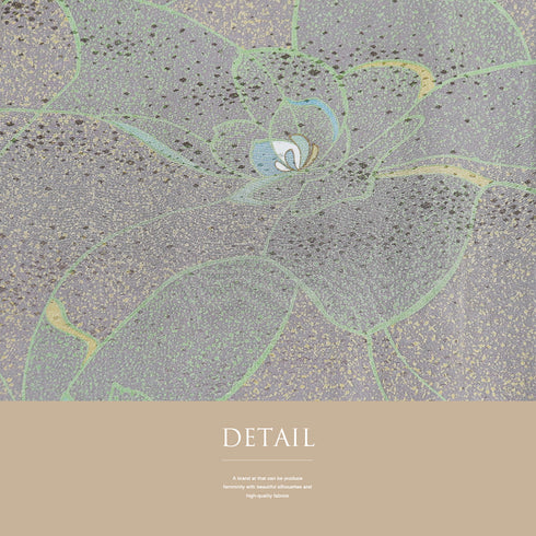 小紋 リサイクル 身丈156.2cm 裄65.6cm 袷 大輪の花模様 地紋 パープル Mサイズ お洒落 カジュアル 正絹 広衿 Sランク