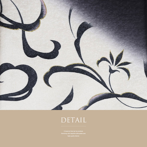 リサイクル 身丈165cm 裄65.5cm 袷 金彩 花唐草模様 ネイビー Lサイズ お洒落 セミフォーマル 正絹 広衿 Sランク