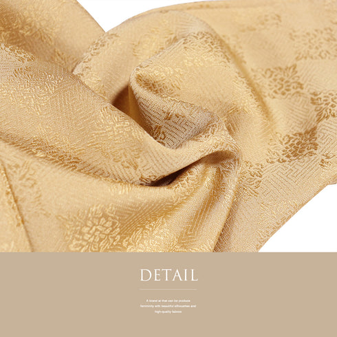 色無地 リサイクル 身丈163.2cm 裄67.2cm 袷 市松柄 イエロー Lサイズ セミフォーマル お洒落 落款 一つ紋 正絹 広衿 地紋あり Sランク