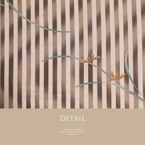 小紋 リサイクル 身丈161cm 裄70cm 単衣 縞柄 花柄 ブラウン Lサイズ お洒落 カジュアル ポリエステル 洗える着物 バチ衿 Sランク