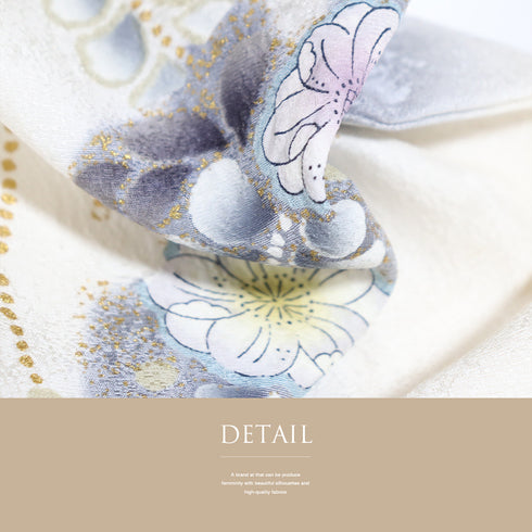 訪問着 リサイクル 身丈167.7cm 裄67cm 袷 辻が花模様 後絞り加工 箔 アイボリー LLサイズ セミフォーマル お洒落 正絹 広衿 Aランク