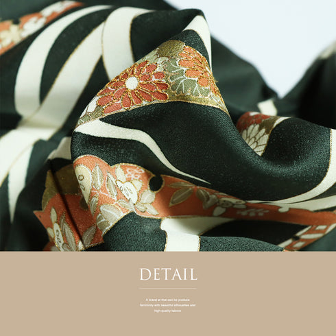 訪問着 リサイクル 身丈167.2cm 裄66.4cm 袷 雪芝柄 金駒刺繍 グリーン LLサイズ お洒落 正絹 広衿 Sランク