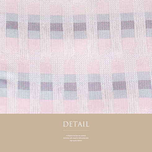 小紋 リサイクル 身丈163.7cm 裄66.8cm 袷 ゆったりサイズ 格子柄 ピンク Lサイズ お洒落 カジュアル 不明 広衿 Sランク