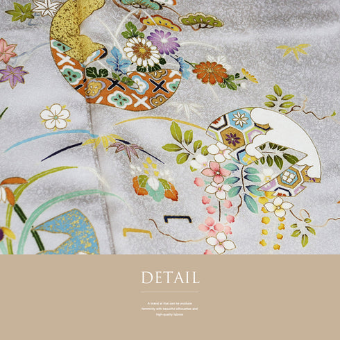 訪問着 リサイクル 身丈162cm 裄66cm 袷 花柄 ホワイト Lサイズ フォーマル セミフォーマル 正絹 広衿 Sランク