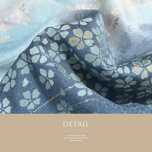 訪問着 リサイクル 身丈151cm 裄62.8cm 袷 小花柄 ブルー Sサイズ お洒落 正絹 広衿 Sランク