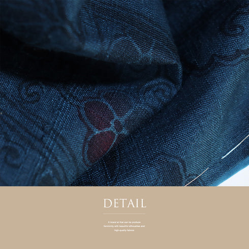 付下げ リサイクル 身丈159.3cm 裄66cm 袷 紬 花柄 木柄 染紬 ブルー Mサイズ お洒落 しつけ糸 正絹 広衿 Sランク