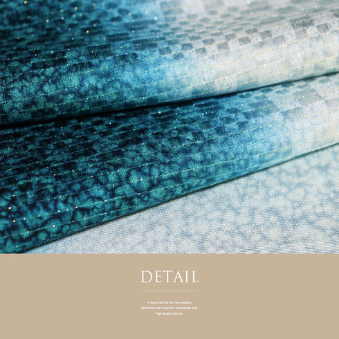 帯締め・帯揚げセット リサイクル 丸くげ 綸子 ブルー 正絹 新品・未使用品 ぼかし柄