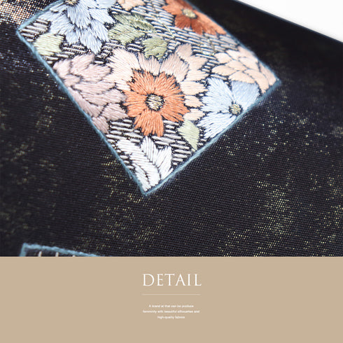 名古屋帯 リサイクル 帯丈380cm ポイント柄 ブラック Lサイズ 正絹 未使用品 カジュアル お洒落