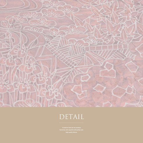 小紋 リサイクル 身丈162.7cm 裄64cm 袷 草花柄 ピンク Lサイズ お洒落 カジュアル 正絹 バチ衿 Sランク