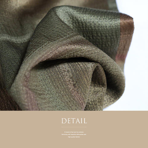 道行コート リサイクル 身丈90.2cm 裄66cm 袷 横段ぼかし 地紋 グリーン Mサイズ お洒落 正絹 Sランク