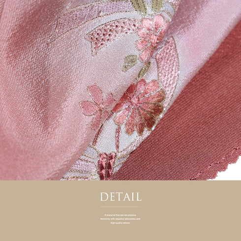 帯揚げ リサイクル セミフォーマル お洒落 ちりめん 正絹 ピンク ぼかし 束ね熨斗に花柄 汕頭刺繍 新品・未使用品 AG-1217