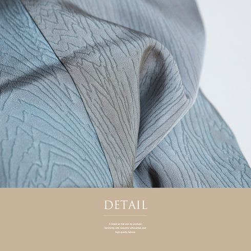 長襦袢 リサイクル 長襦袢 身丈121cm 裄63.2cm 袷 杢目柄 後身頃居敷当て付き ゆったりサイズ ブルー Sサイズ お洒落 証紙 正絹 袖無双 Sランク