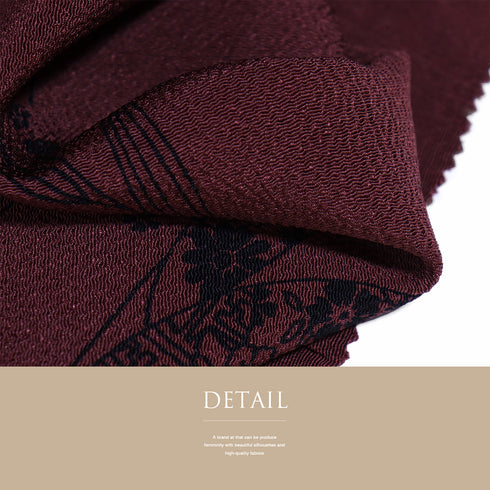 帯締め・帯揚げセット リサイクル 平組紐 ちりめん レッド 正絹 新品・未使用品 草花柄