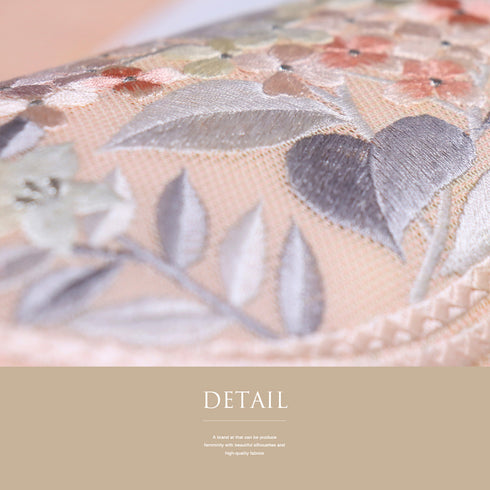 名古屋帯 リサイクル 帯丈352.5cm ポイント柄 組紐丸円に花柄 刺繍 夏物 ピンク Sサイズ 混合 新品・未使用品 お洒落