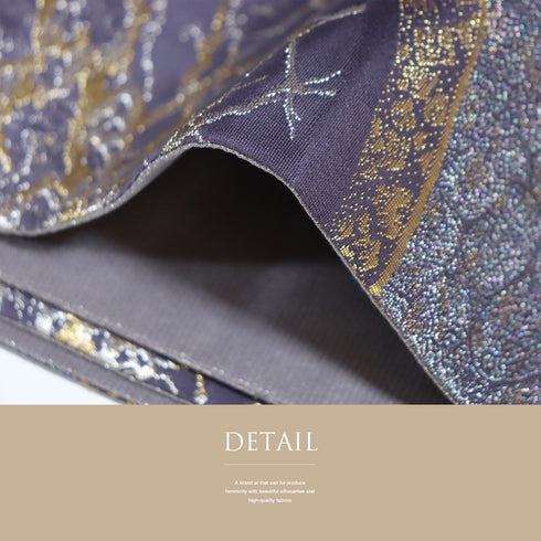 袋帯 リサイクル 帯丈456cm 六通 パープル Lサイズ 正絹 Sランク フォーマル お洒落