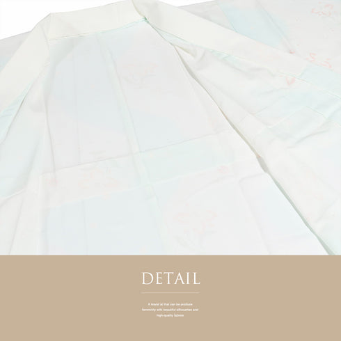 長襦袢 リサイクル 身丈120cm 裄61.8cm 袷 花柄 ぼかし ブルー SSサイズ しつけ糸 ポリエステル 洗える着物 袖無双 Aランク