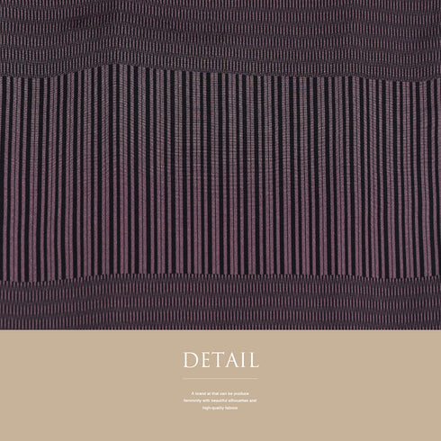 小紋 リサイクル 身丈157.5cm 裄66.8cm 袷 横段柄 パープル Mサイズ お洒落 しつけ糸 正絹 広衿 Bランク