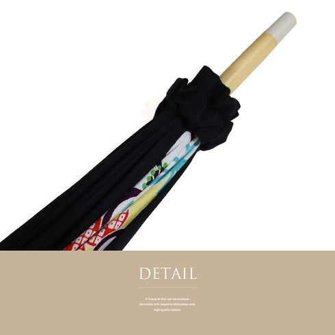 和傘 リサイクル 和洋兼用日傘 岡重 UVカット 未使用品 Sランク 京友禅生地 花柄 ブラック 和装小物 ET-580