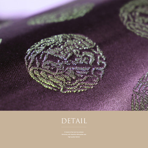 袋名古屋帯 リサイクル 帯丈352cm 全通 向鶴柄 パープル Sサイズ 正絹 Sランク カジュアル お洒落