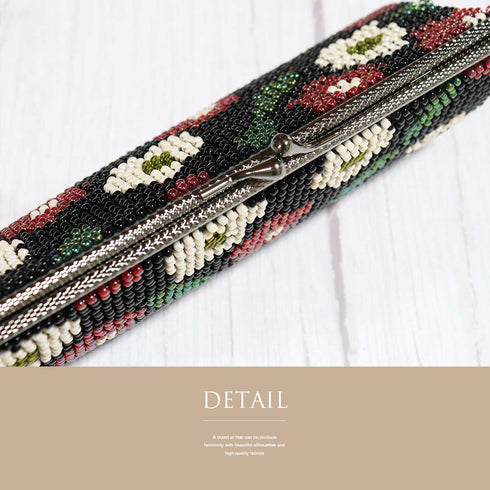 ビーズバック 花柄 お洒落 カジュアル 横幅20cm 高さ10cm マチ4cm Aランク 和装小物 ZO-47