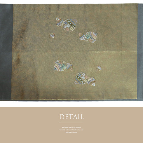 名古屋帯 リサイクル 帯丈378cm ポイント柄 鈴柄 グレー Mサイズ 正絹 Sランク お洒落