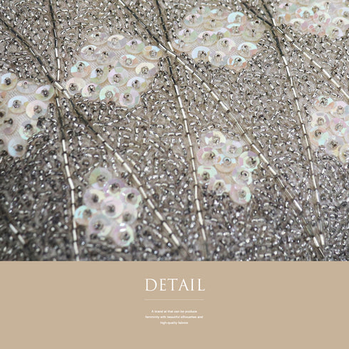 バッグ リサイクル お洒落 シルバー ビーズ Aランク 幾何学模様 横幅19cm 高さ19cm マチ6cm