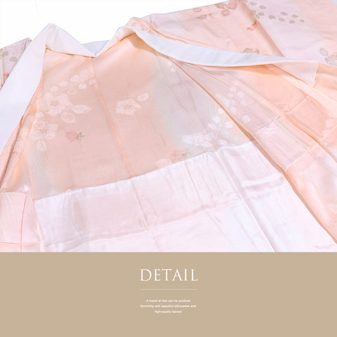 長襦袢 リサイクル 長襦袢 身丈131cm 裄62.6cm 袷 薔薇柄 地紋 ぼかし 居敷当て付き ピンク Sサイズ お洒落 正絹 Sランク