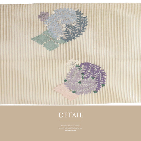 名古屋帯 リサイクル 帯丈381cm ポイント柄 8寸 絽 花柄 金銀糸加工 アイボリー Lサイズ 不明 Sランク カジュアル