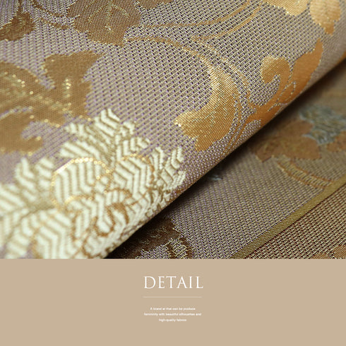 名古屋帯 リサイクル 帯丈368.5cm 六通 葡萄柄 花唐草柄 ゴールド Mサイズ 正絹 Sランク お洒落