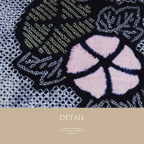 リサイクル 夏着物 身丈155.5cm 裄66cm 夏物 絞り 花柄 ネイビー Mサイズ カジュアル 木綿 洗える着物 バチ衿 Sランク