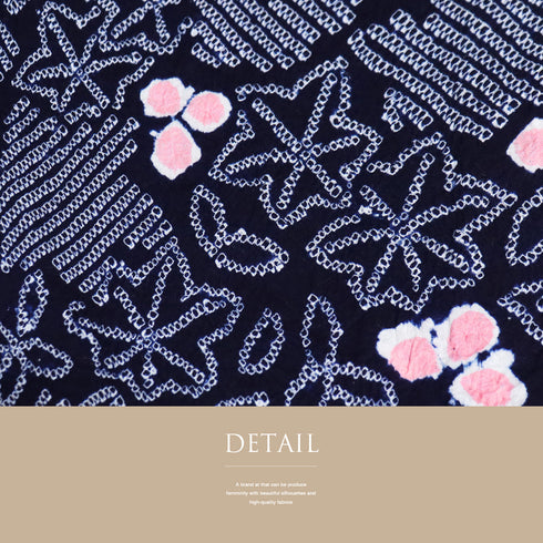 浴衣 リサイクル 夏着物 身丈145cm 裄60.8cm 夏物 ジュニアサイズ 絞り 紅葉模様 ネイビー SSサイズ カジュアル 木綿 洗える着物 バチ衿 Sランク