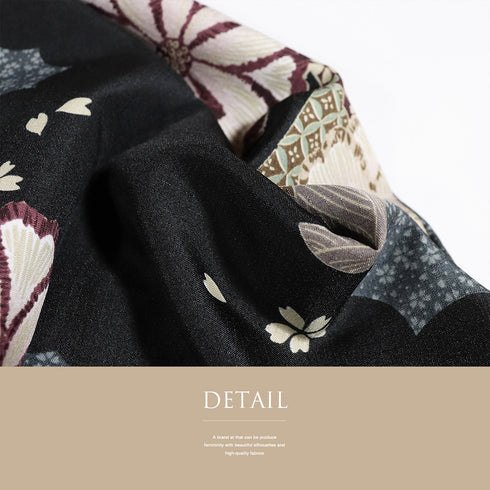 小紋 リサイクル 身丈167.5cm 裄68.8cm 袷 雲取りに短冊や花柄 小花柄 多色 LLサイズ お洒落 カジュアル ポリエステル 洗える着物 広衿 Sランク