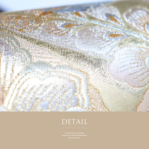 袋帯 リサイクル 帯丈440cm 六通 唐花に鳥柄 ゴールド Mサイズ 正絹 Sランク フォーマル セミフォーマル