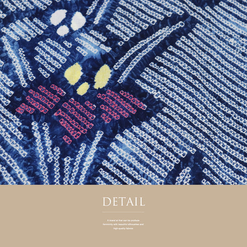 浴衣 リサイクル 夏着物 身丈158.5cm 裄63cm 夏物 絞り あやめ柄 ネイビー Mサイズ カジュアル 木綿 洗える着物 バチ衿 Aランク