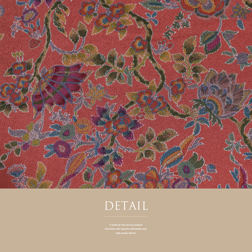 小紋 リサイクル 身丈163cm 裄67.4cm 袷 花唐草柄 ピンク Lサイズ お洒落 カジュアル 正絹 広衿 Sランク