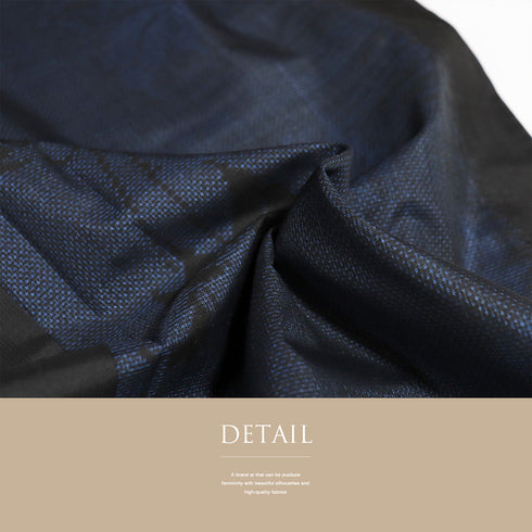 紬 リサイクル 身丈161.3cm 裄65.2cm 袷 都喜エ門 鶴柄 ネイビー Lサイズ お洒落 証紙 正絹 広衿 Sランク