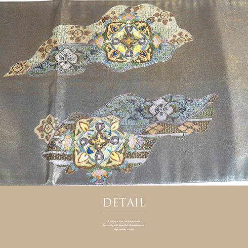 袋帯 リサイクル 帯丈448cm ポイント柄 汕頭 華紋柄 ブラウン Mサイズ 正絹 Sランク フォーマル セミフォーマル