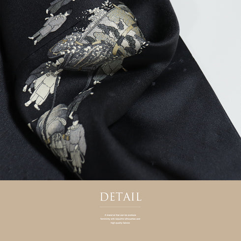 付下げ リサイクル 身丈165.5cm 裄65.8cm 袷 葵まつり柄 地紋 ネイビー LLサイズ お洒落 正絹 広衿 Sランク