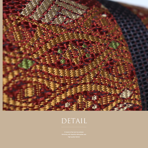 名古屋帯 リサイクル 帯丈357cm 六通 アジアン風柄 ブラック Sサイズ 正絹 Sランク お洒落 カジュアル