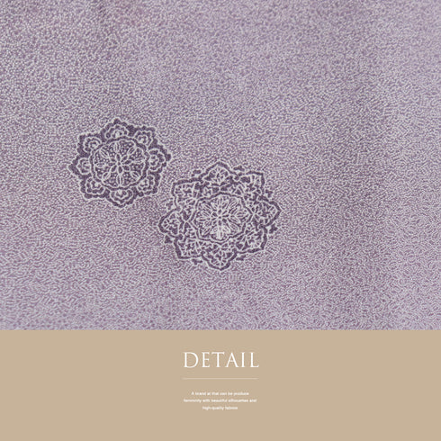 小紋 リサイクル 身丈159.2cm 裄63cm 袷 華文柄 寄せ小紋 パープル Mサイズ お洒落 カジュアル 正絹 広衿 Aランク