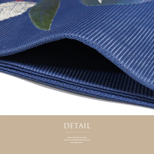 名古屋帯 リサイクル 帯丈355cm ポイント柄 夏用 花柄 絽 ブルー Sサイズ 不明 Sランク カジュアル