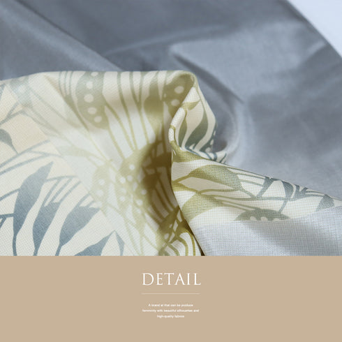 付下げ リサイクル 身丈159.3cm 裄65.4cm 単衣 紬 植物柄 後身頃居敷当て付き グレー Mサイズ お洒落 正絹 広衿 Sランク