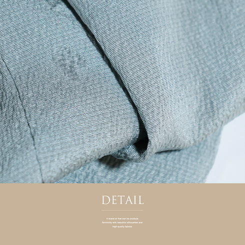 道行コート リサイクル 身丈100.5cm 裄66cm 袷 花びらの地紋 ブルー Mサイズ カジュアル お洒落 正絹 Sランク