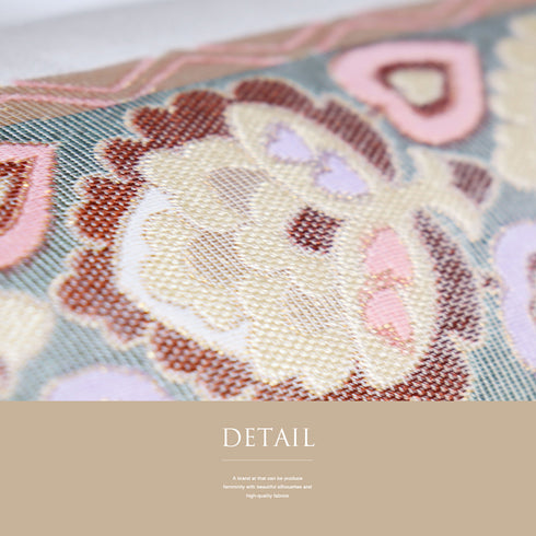 名古屋帯 リサイクル 帯丈380.5cm ポイント柄 花唐草柄 ベージュ Lサイズ 不明 Aランク お洒落