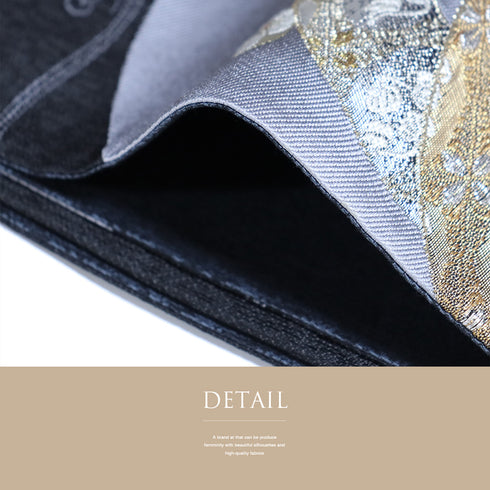 袋帯 リサイクル 帯丈450cm 六通 丸に波柄 千鳥柄 ブラック Lサイズ 正絹 Sランク フォーマル お洒落