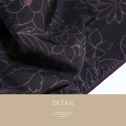 小紋 リサイクル 身丈167cm 裄66.4cm 袷 花柄 パープル LLサイズ お洒落 カジュアル 正絹 広衿 Aランク