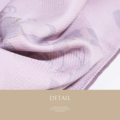 小紋 リサイクル 身丈158.8cm 裄65.2cm 袷 花唐草柄 地紋 箔 パープル Mサイズ お洒落 カジュアル 正絹 広衿 Aランク