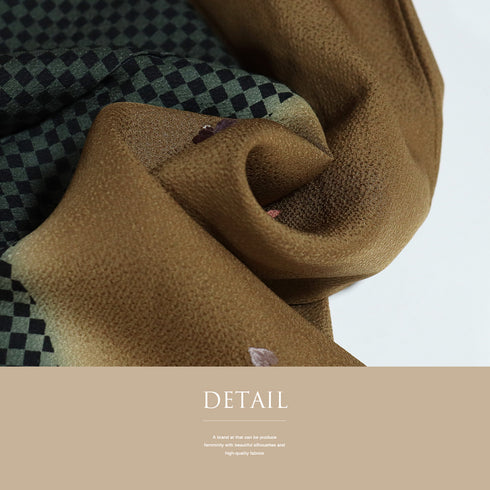 訪問着 リサイクル 身丈169.5cm 裄66.4cm 袷 打出の小槌や小花柄 刺繍 ブラウン LLサイズ お洒落 正絹 広衿 Aランク